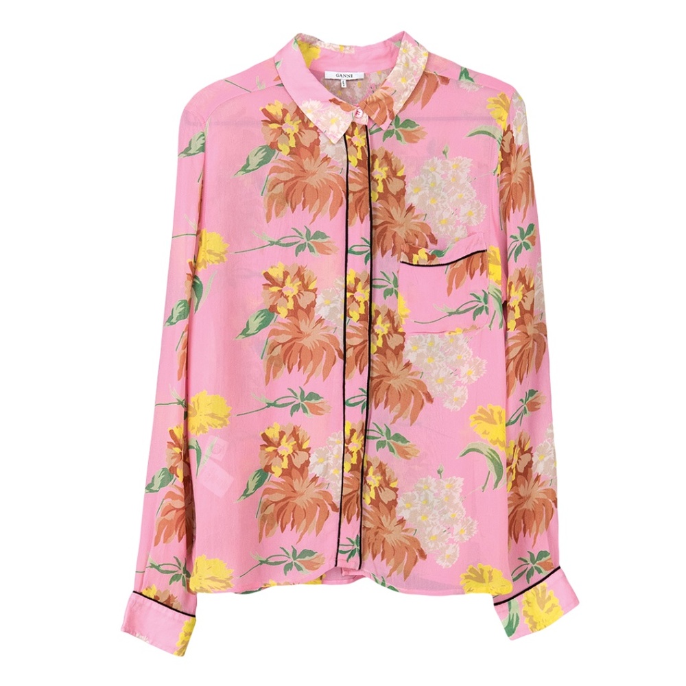 Ganni Viscose Floral Button-Up
